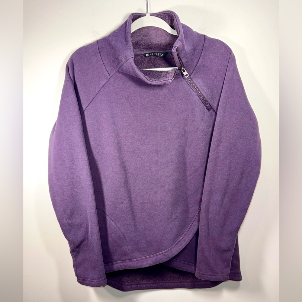 Athleta Womens Purple Soft Long Sleeve Asymmetrical Zip Pullover Size Medium